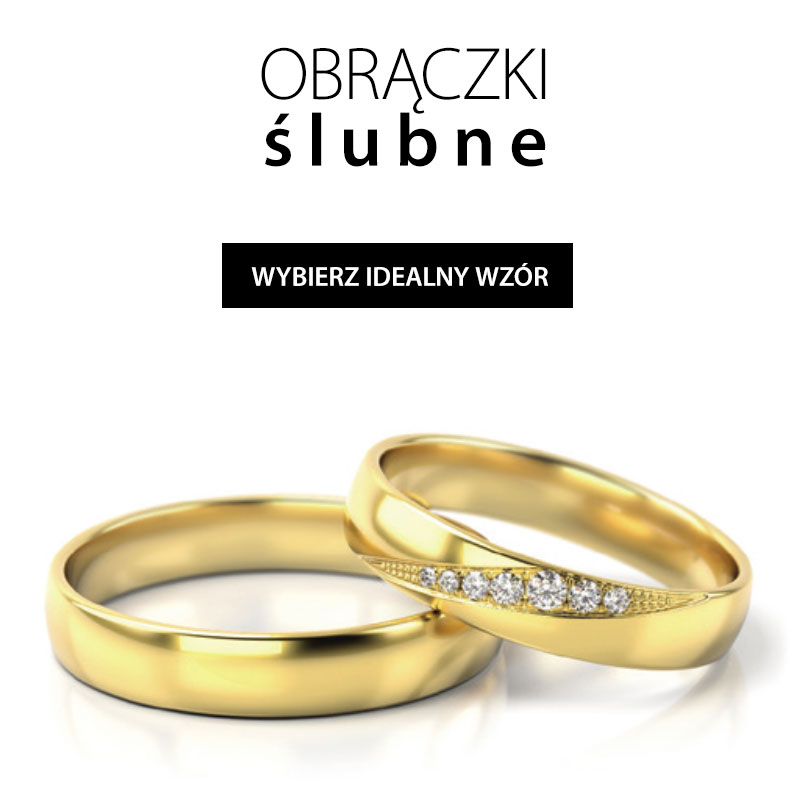 Obrączki ślubne 4mm półokrągłe z kamieniami żółte złoto 585