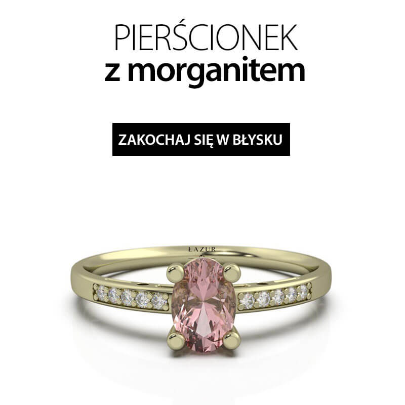 Pierścionek z owalnym morganitem i brylantami