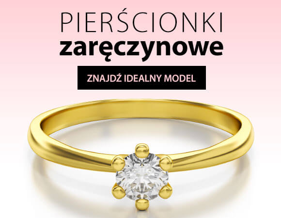 Złoty pierścionek zaręczynowy z brylantem