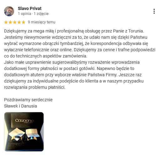 Pozytywna opinia klientów Cardano