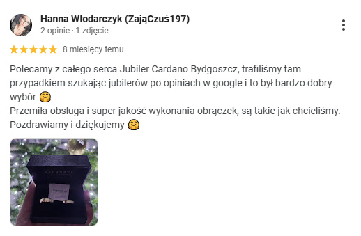 Bardzo pozytywna opinia o Cardano jubiler