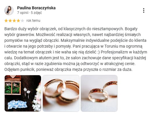 Pozytywna opinia złotych obrączek