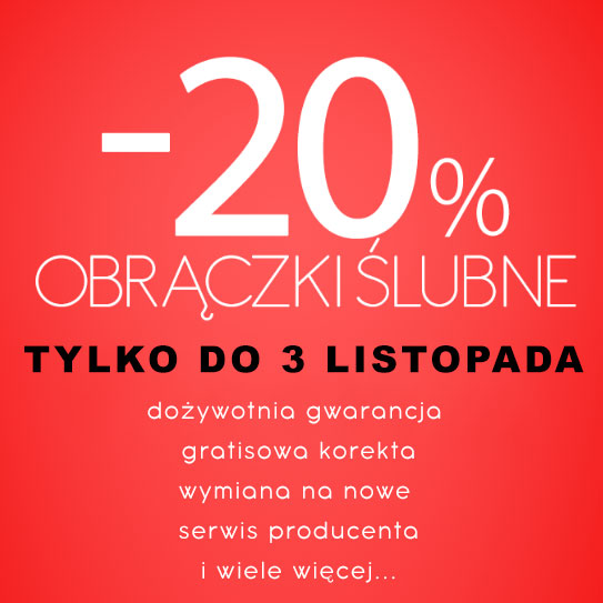 Promocja na obrączki ślubne -20%