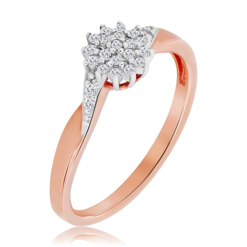 Różowy pierścionek z diamentami 
